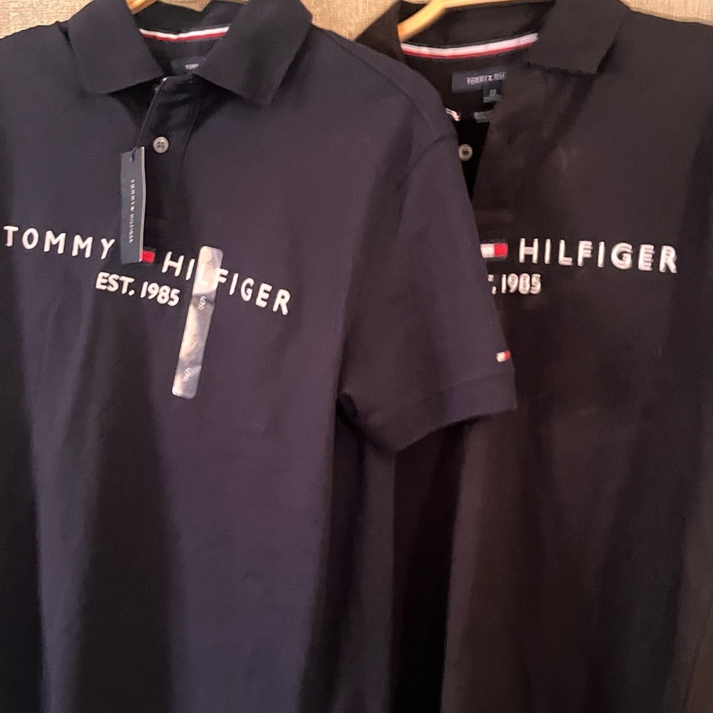 Tommy Hilfiger Polo Shirts Blue and Black Classic Design